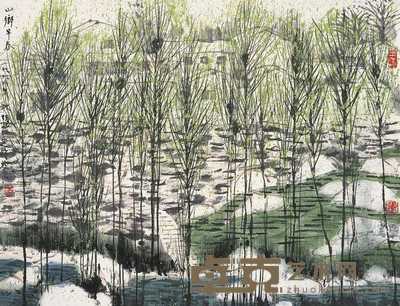 张仁芝 1998年作 山乡早春 镜心 35×45cm